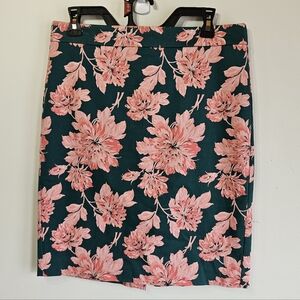 J.Crew Mercantile Green Floral Pencil Skirt Size 6 Pink Print